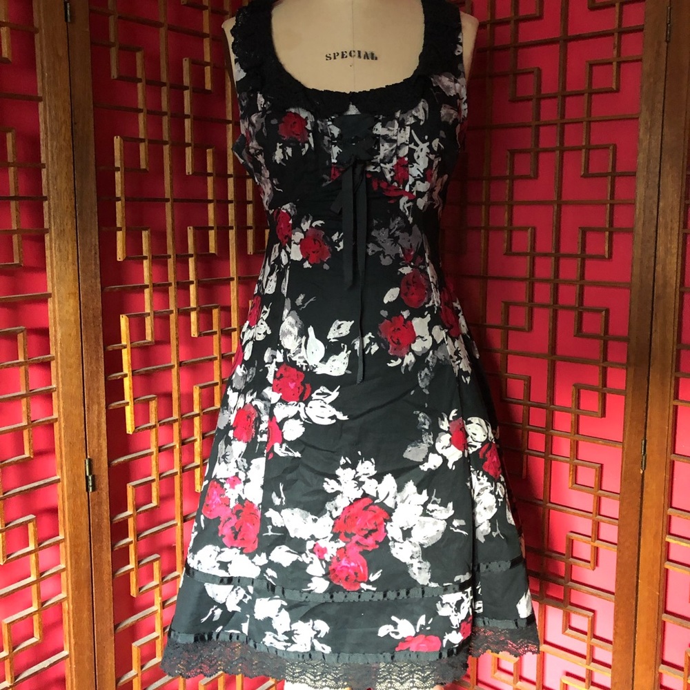 Black Floral Pin Up Dress